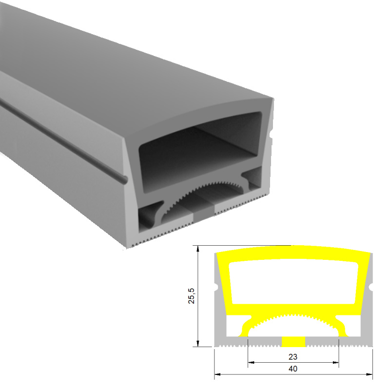 Silicone Flexible LED Channel For 20mm Multi Row LED Strip - 40*25mm Top Emitting